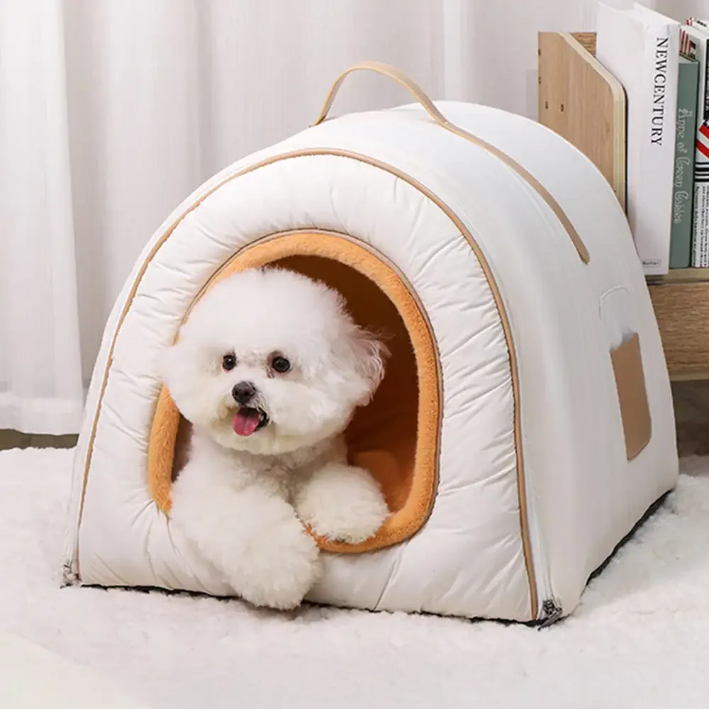 Cozy Enclosed Water-Repellent Washable Cat Cave Deep Sleep Dog Bed - News Pet Shop
