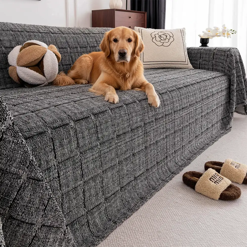 Plush Quilted Classic Checkered Comfortable Thickened Couch Cover - News Pet Shop