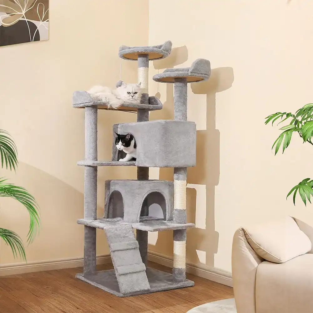 Sturdy Plush Multi-Level Cat Tree Tower with Cozy Condos & Scratching Posts - News Pet Shop