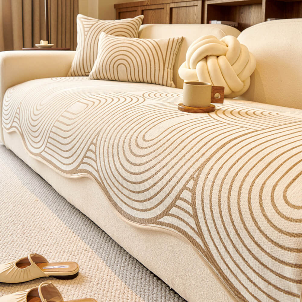 Modern Lines Chenille Artistic Sofa Protector Irregular Couch Cover - News Pet Shop