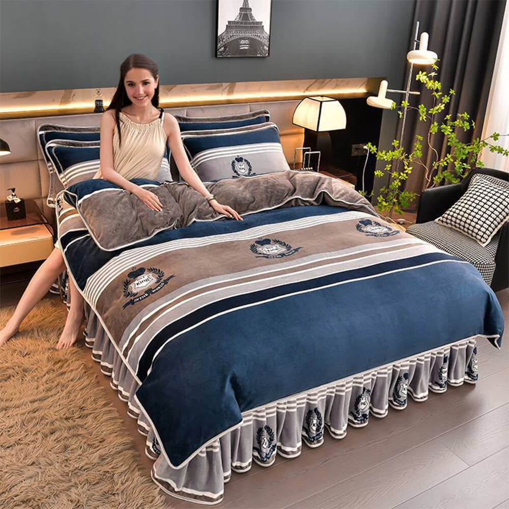 Modern Style Thickened Comfortable Milk Velvet Bed Sheet Set - News Pet Shop