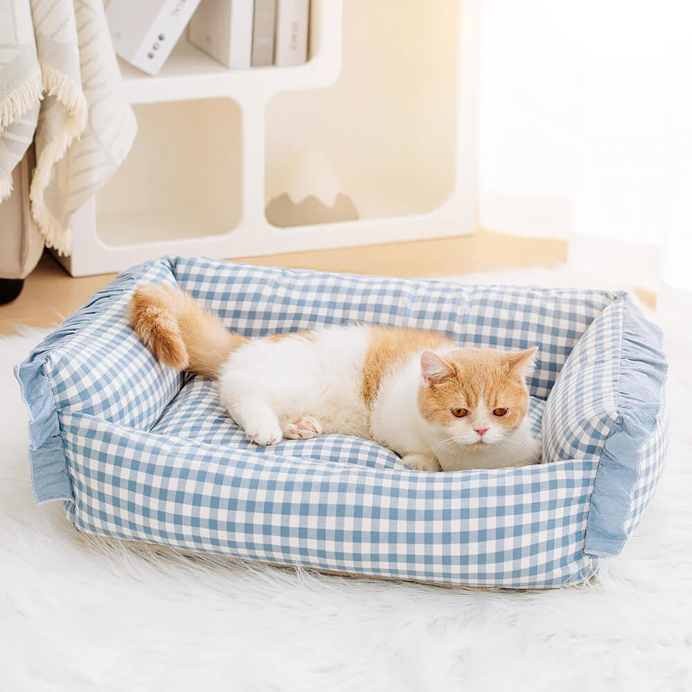 Fashion Ruffle Plaid Detachable Warm Dog & Cat Bed - News Pet Shop