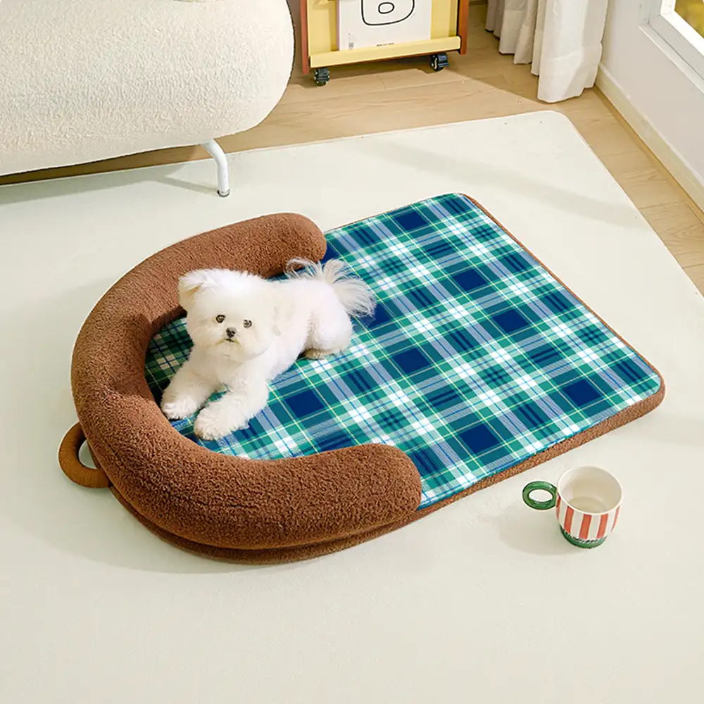 Vintage Plaid Spine Protection Large Dog Bed Pillow Dog Bed - News Pet Shop