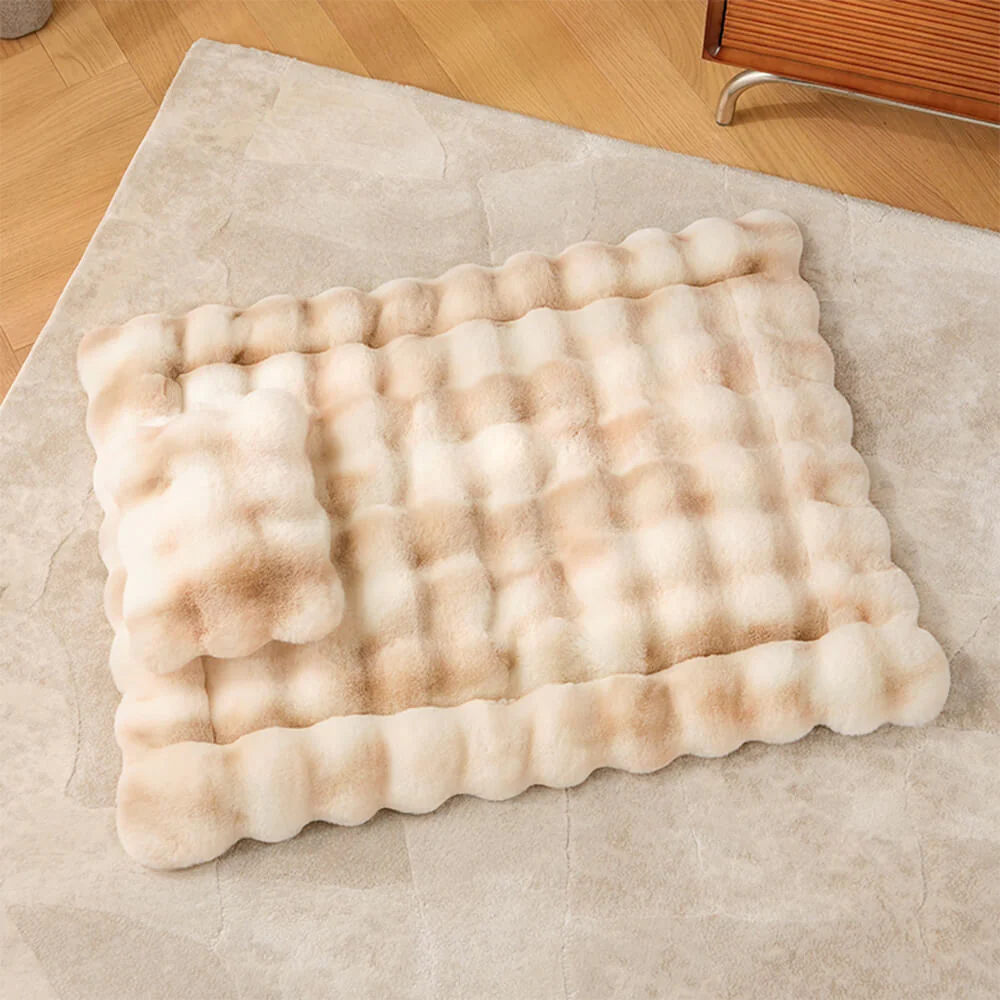 Wave Pattern Ultra Soft Faux Rabbit Fur Dog & Cat Mat With Pet Pillow - News Pet Shop