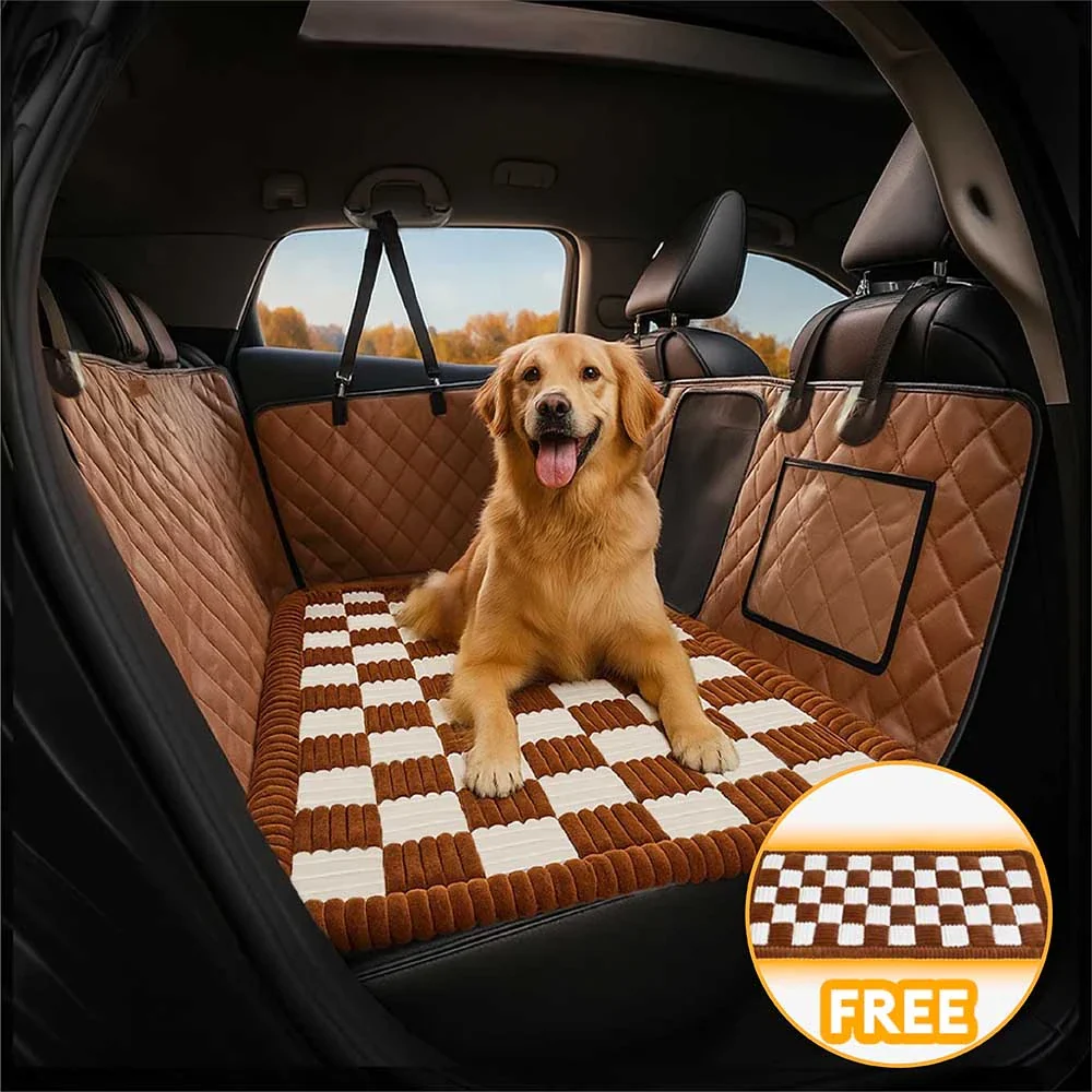 Premium Faux Leather Water-repellent Hammock Dog Car Seat Cover With Mat - News Pet Shop