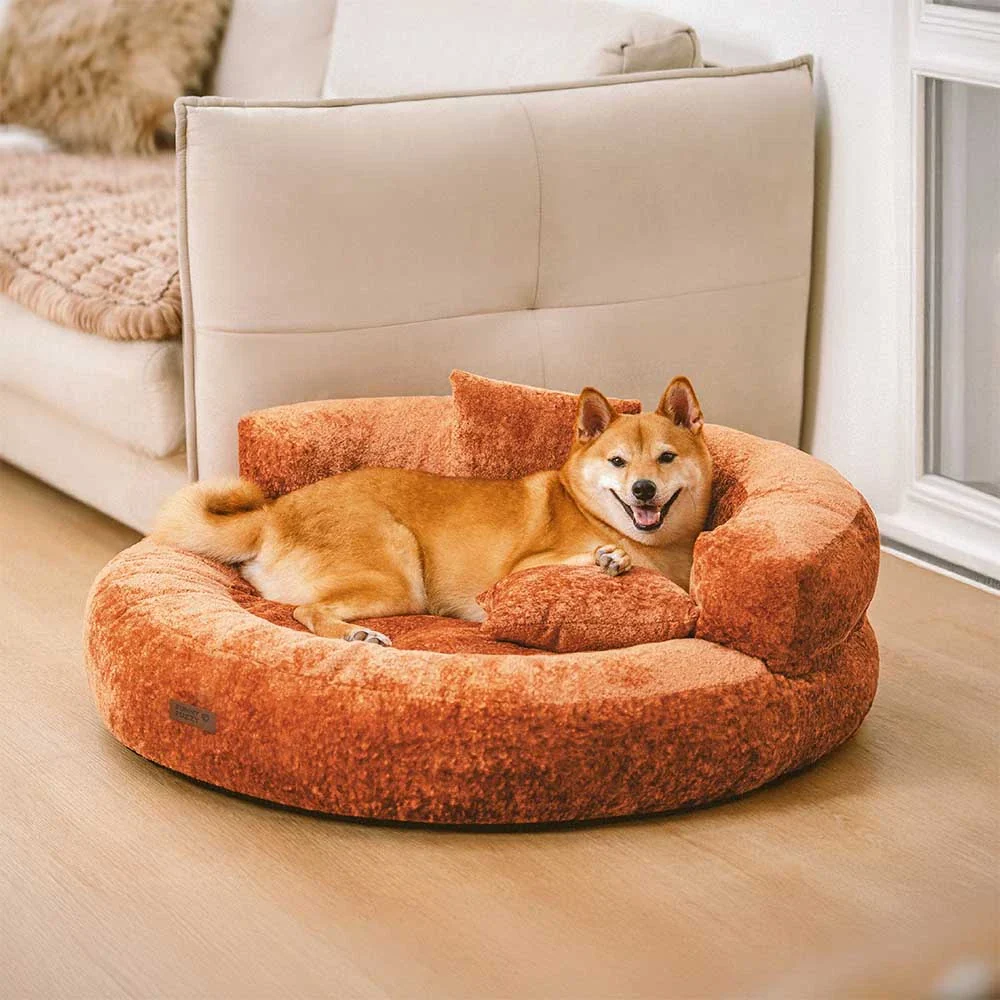 Luxe Diamond Velvet Removable Orthopedic Donut Dog Bed With Pillow - DreamNest - News Pet Shop