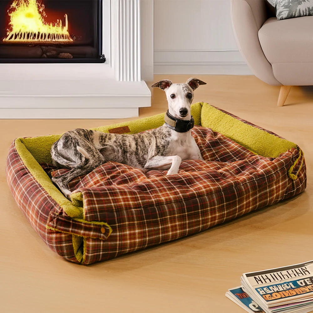 Large Washable Vintage Tartan Folding Blanket Dog Beds - Avocuddle - News Pet Shop