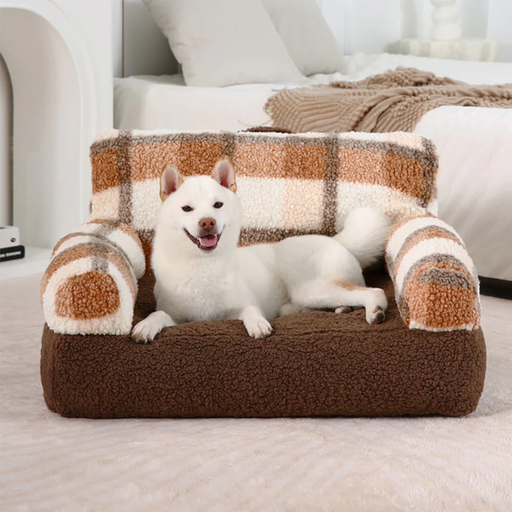 Vintage Checkered Washable Cozy Support Calming Dog & Cat Sofa Bed - News Pet Shop