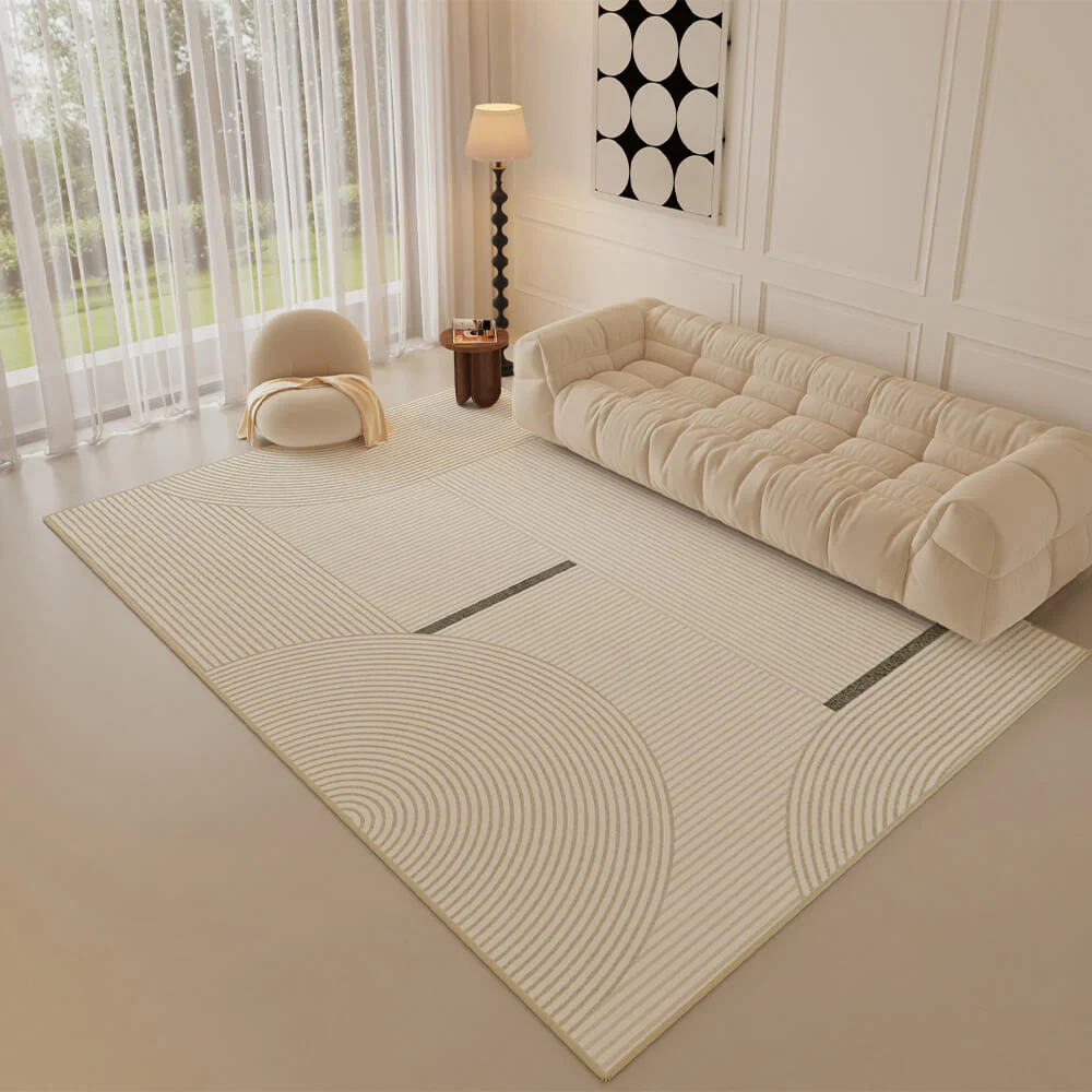 Creamy Striped Minimalist Modern Cashmere Rug - News Pet Shop
