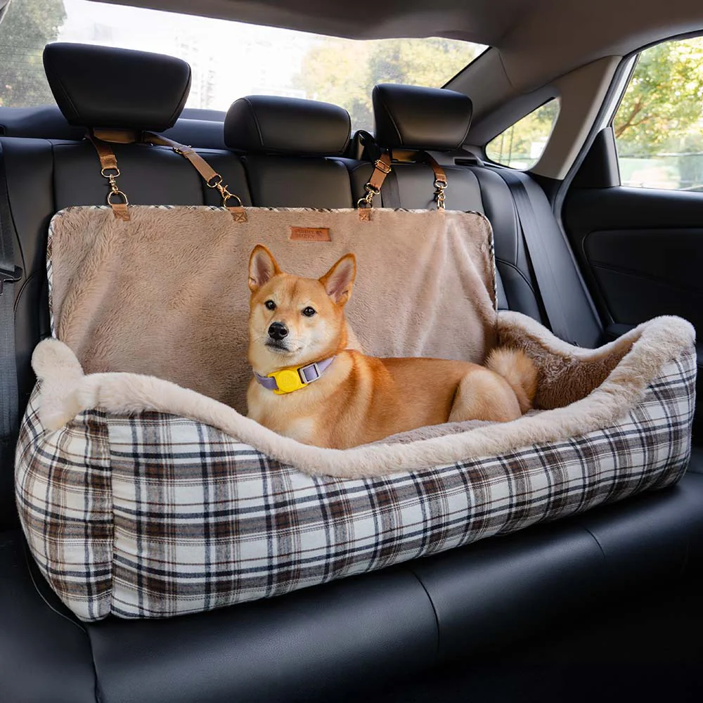 Large Classic Fluffy Booster Dog Car Seat-Keep Secure - News Pet Shop