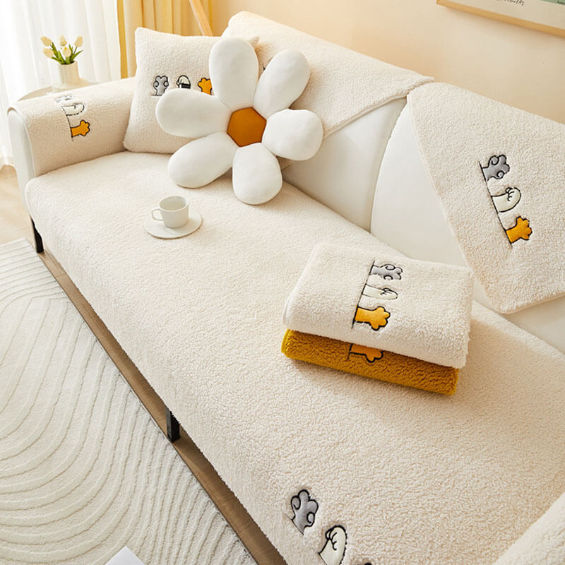 Lovely Cat's Paw Sherpa Fleece Anti-Slip Couch Cover - News Pet Shop