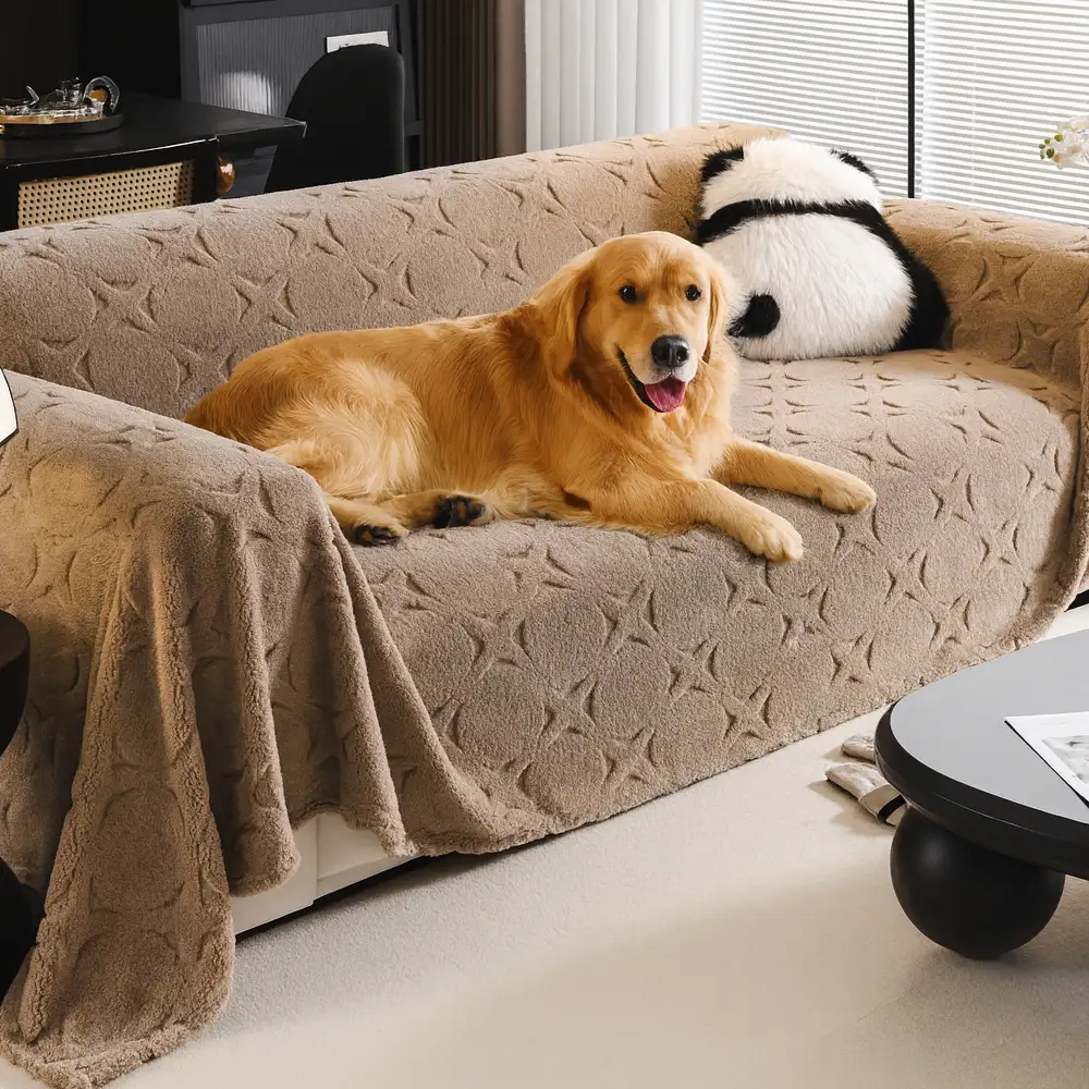 Cream Textured Jacquard Design Sofa Decorative Throw Couch Cover - News Pet Shop