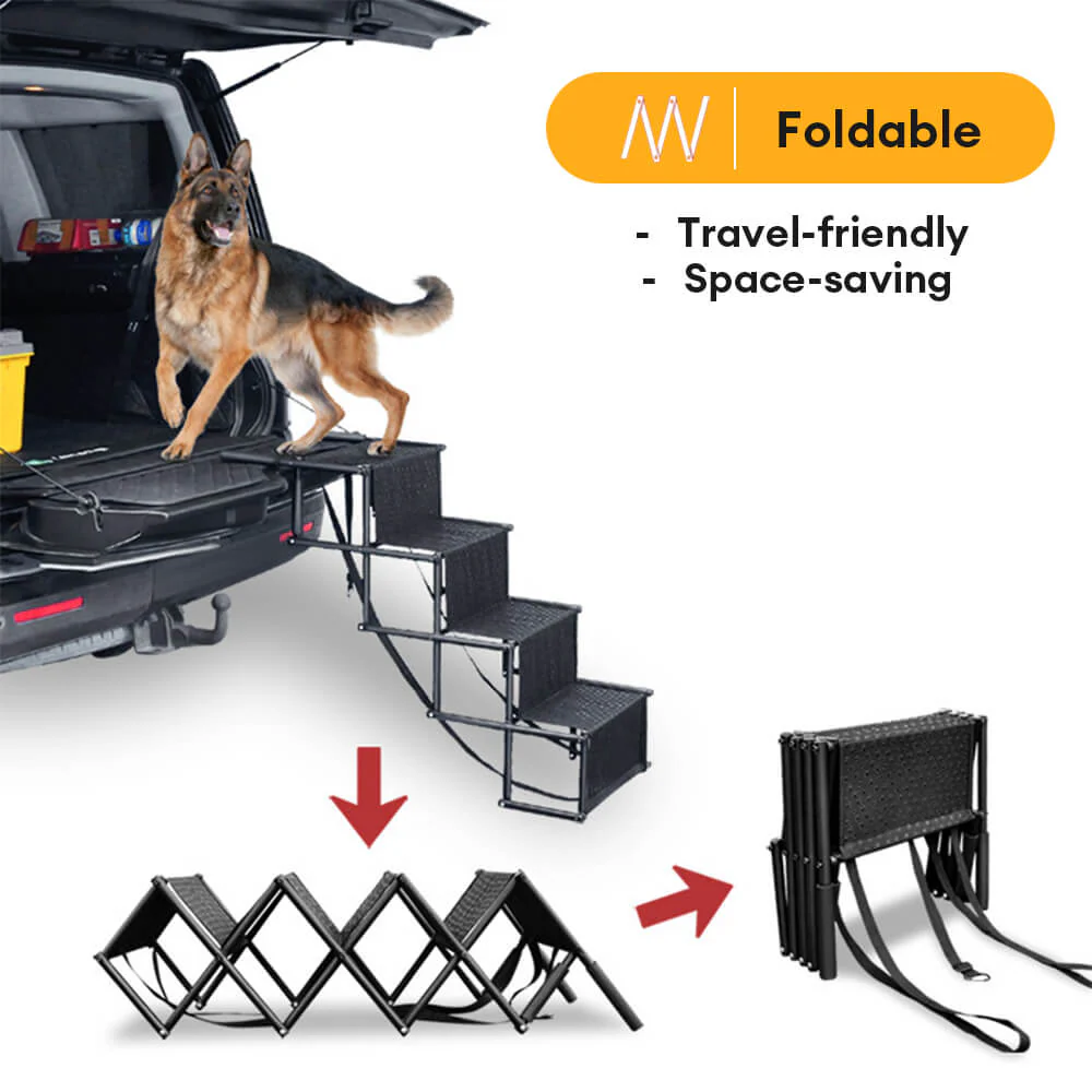 Travel Portable Foldable 4-Steps Non-Slip Dog Car Stairs - News Pet Shop