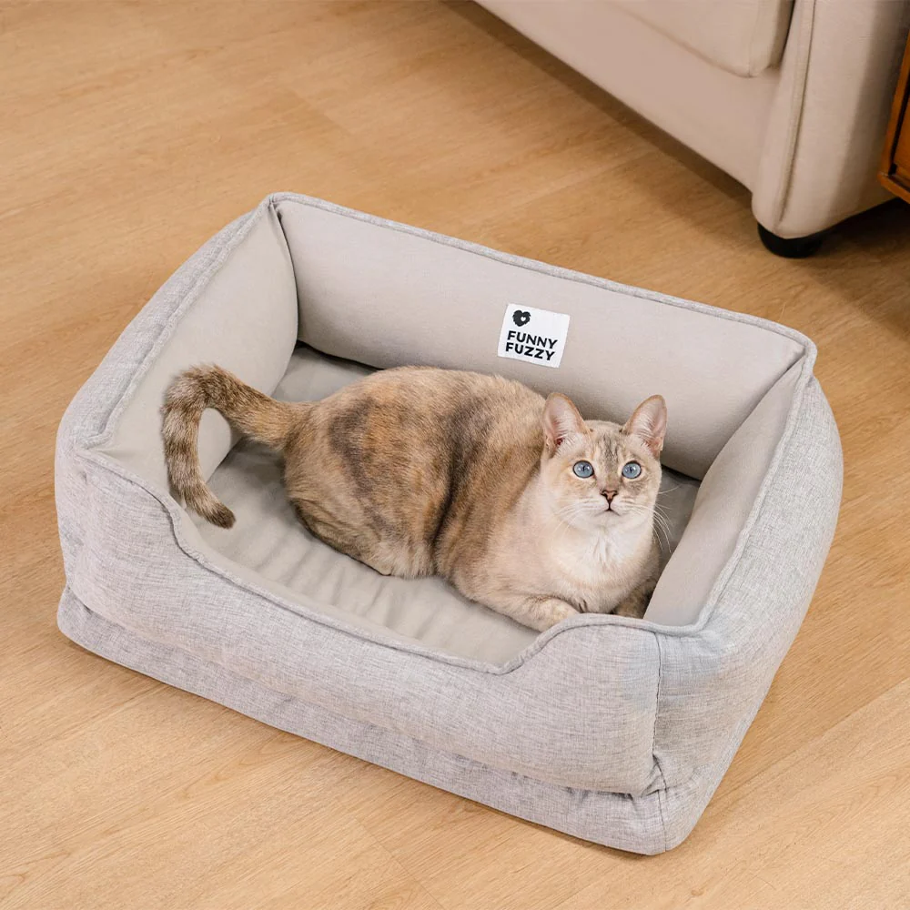 Washable Non-Slip Bolster Cat Bed - Cloudy Dream - News Pet Shop