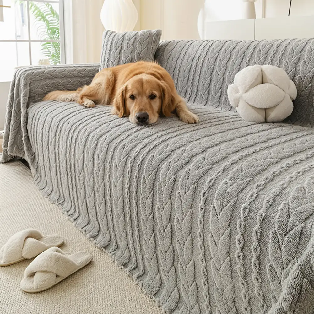 Simple Thickened Soft Fleece Fabric Sofa Protection Couch Cover - News Pet Shop