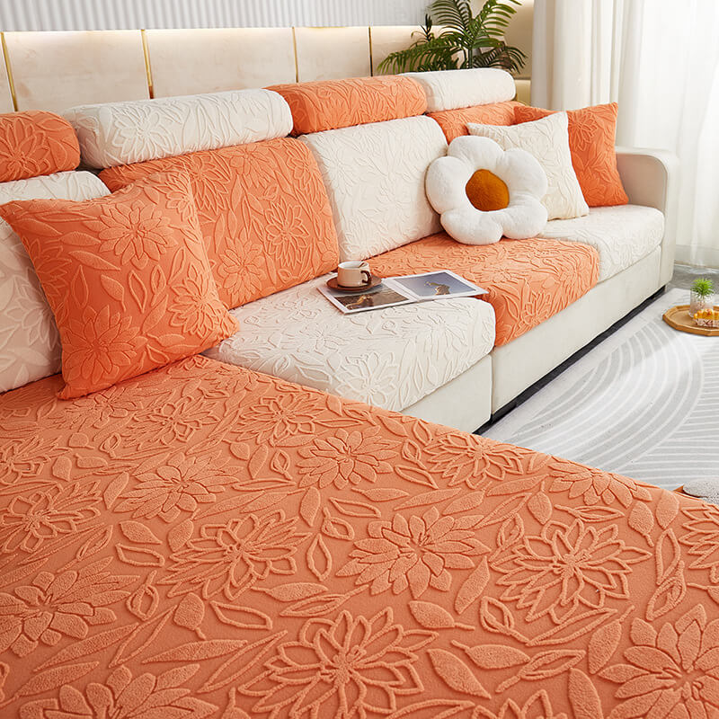 Floral Velvet Stretch Full Wrap Sofa Protector Couch Cover - News Pet Shop