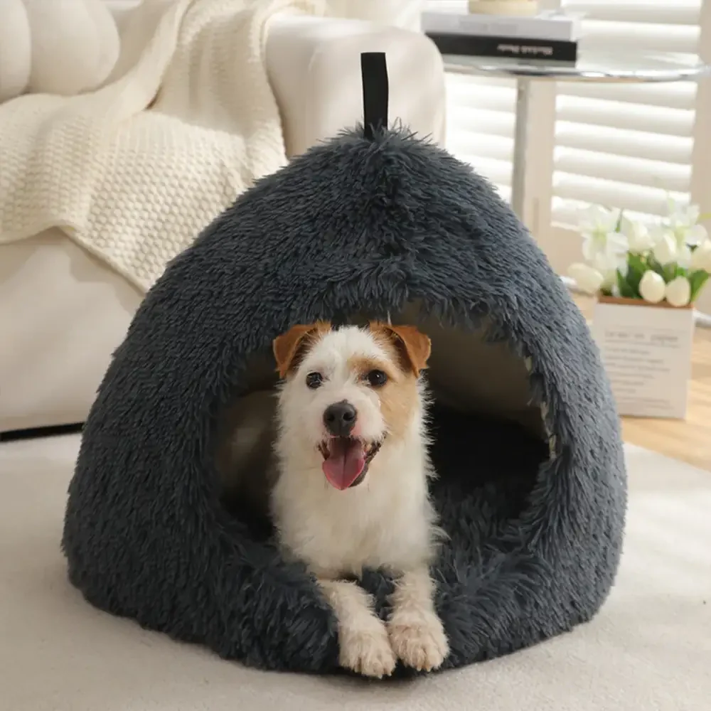 Warm Plush Cozy Hideaway Cat Cave Dog Bed - News Pet Shop