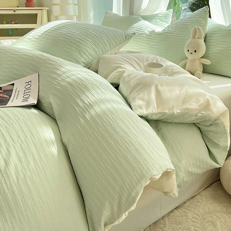 All-Seasons Seersucker Solid Color Comfort Bed Sheet Set - News Pet Shop