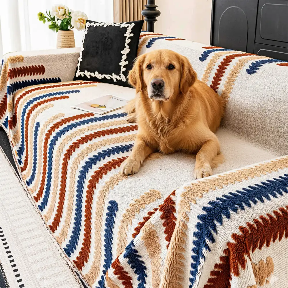 Colorful Color-Blocked Anti-Scratch Plush Sofa Protection Couch Cover - News Pet Shop