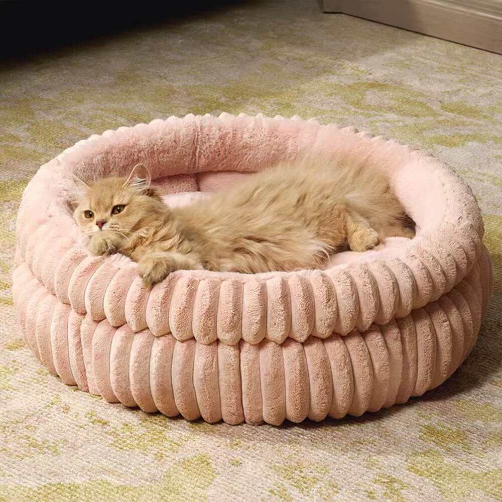 Minimalism Round Warm Milk Velvet Faux Rabbit Fur Dog & Cat Bed - News Pet Shop