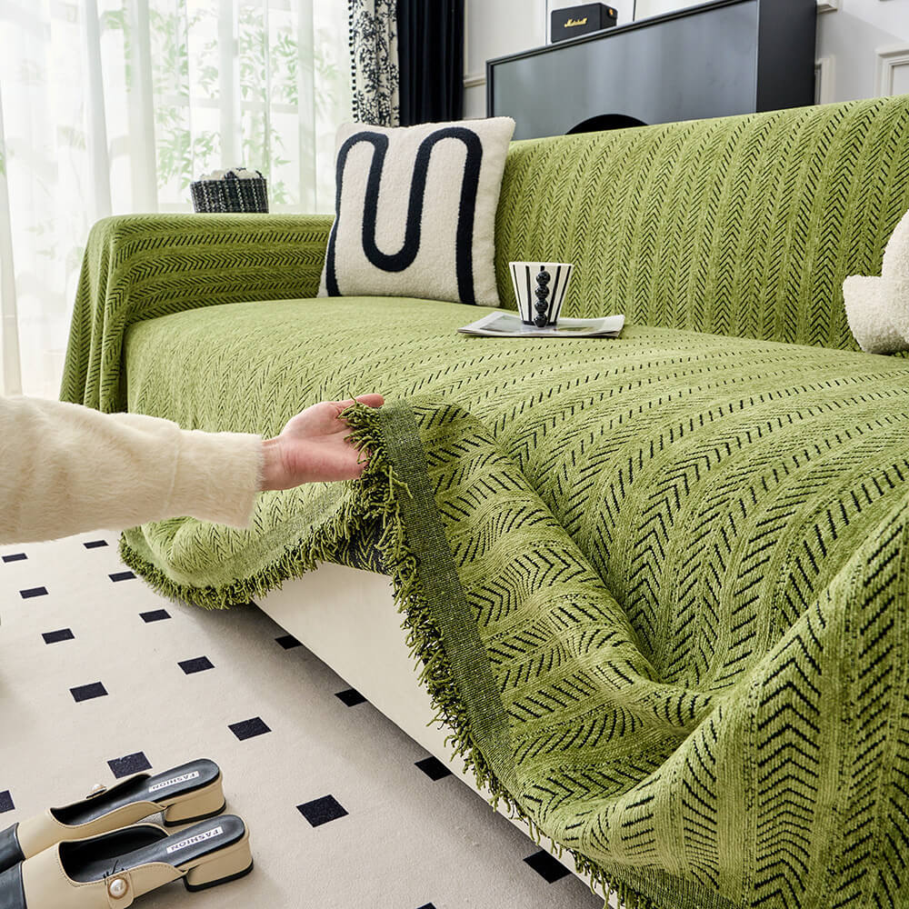 Elegant Herringbone Chenille Textured Throw Couch Cover - News Pet Shop