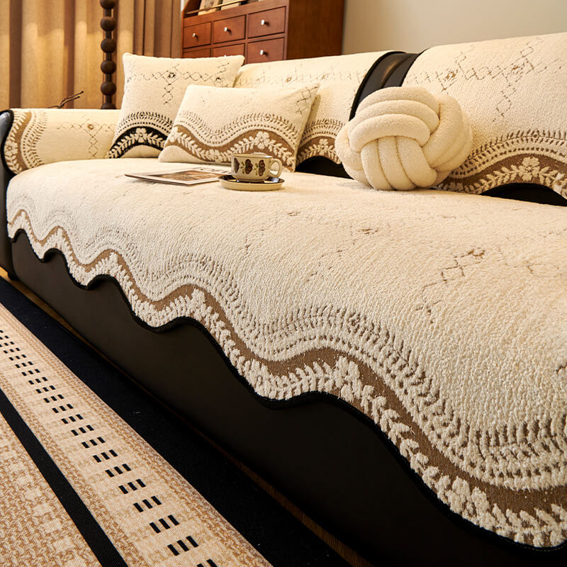 Wavy Pattern Anti-Scratch Plush Couch Cover - News Pet Shop