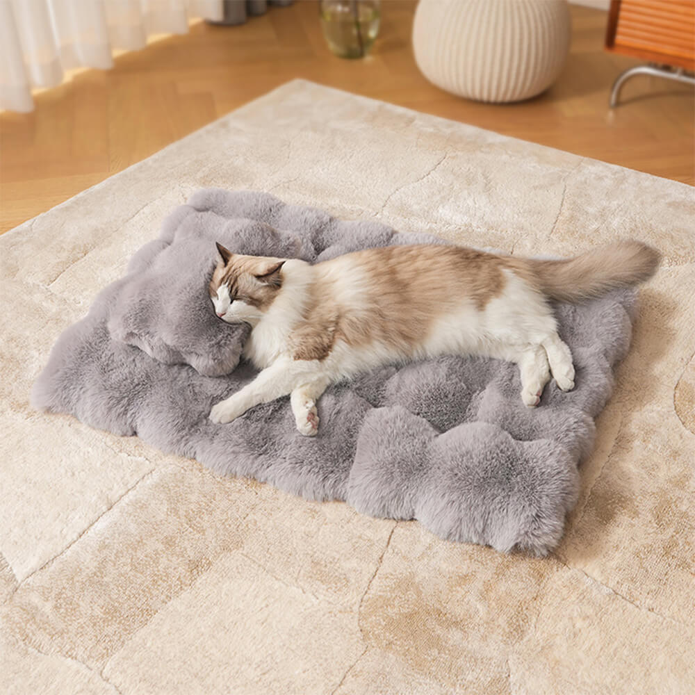Wave Pattern Ultra Soft Faux Rabbit Fur Dog & Cat Mat With Pet Pillow - News Pet Shop