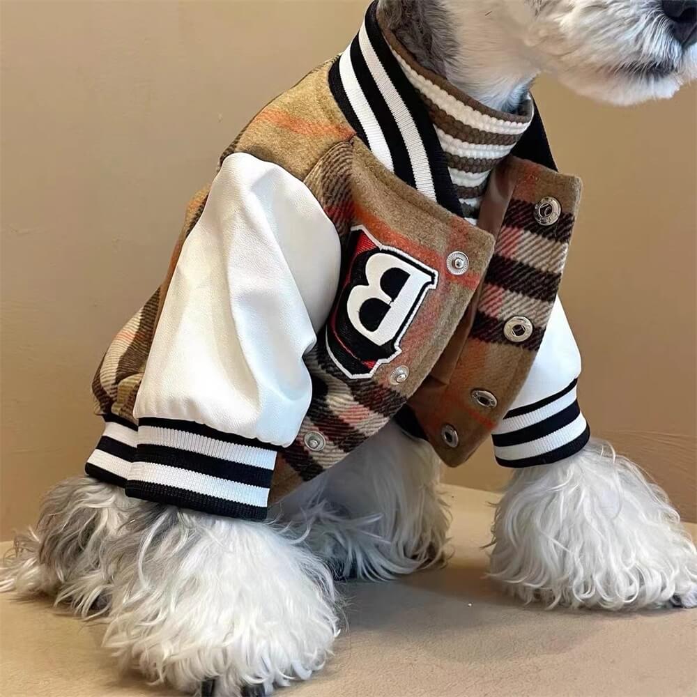 Plaid Baseball Dog Jacket  C Sporty and Stylish Outerwear for Dogs - News Pet Shop