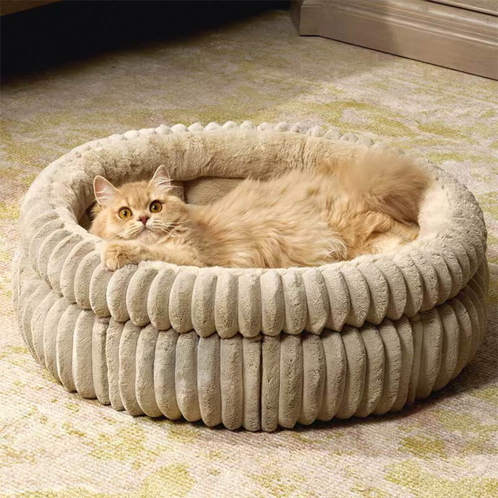 Minimalism Round Warm Milk Velvet Faux Rabbit Fur Dog & Cat Bed - News Pet Shop