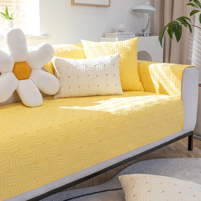 Weave Pattern Cotton Quilted Sectional Couch Cover - News Pet Shop