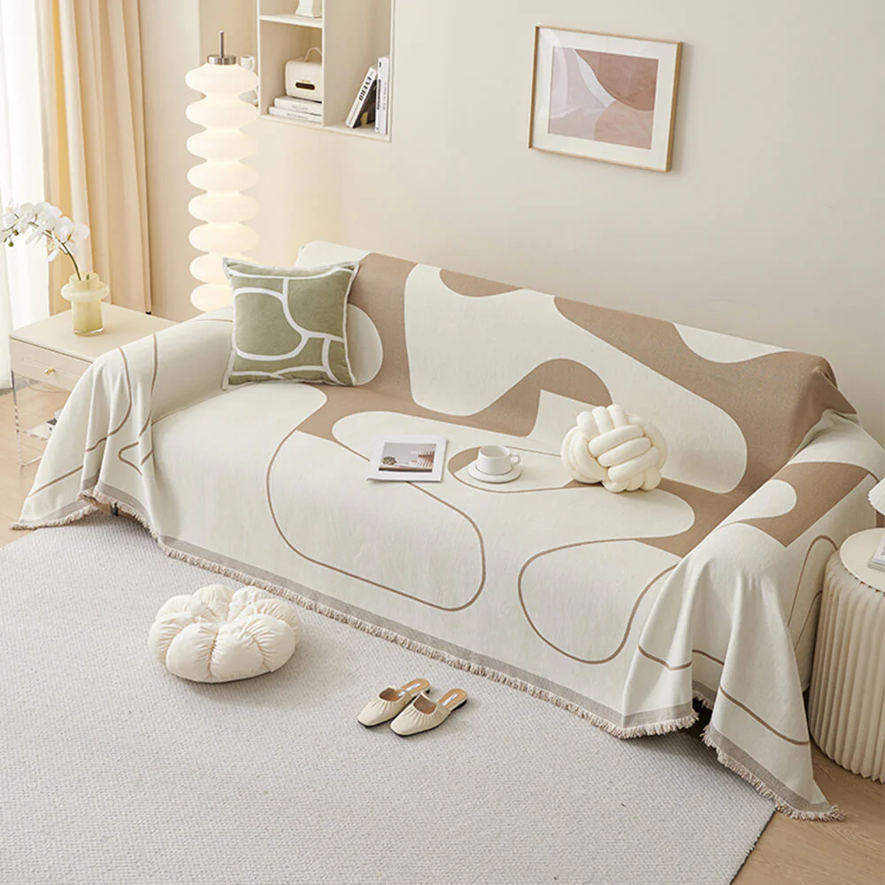 Geometric Fringe Double-Sided Chenille Non-Slip Throw Couch Cover - News Pet Shop