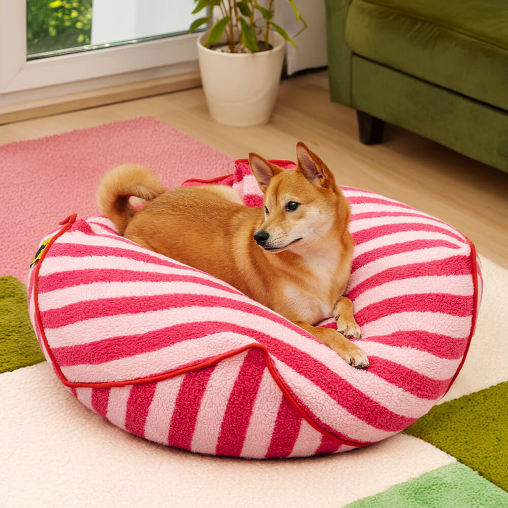 Trendy Striped Pattern Polygonal  Calming Bean Bag Dog Bed - News Pet Shop