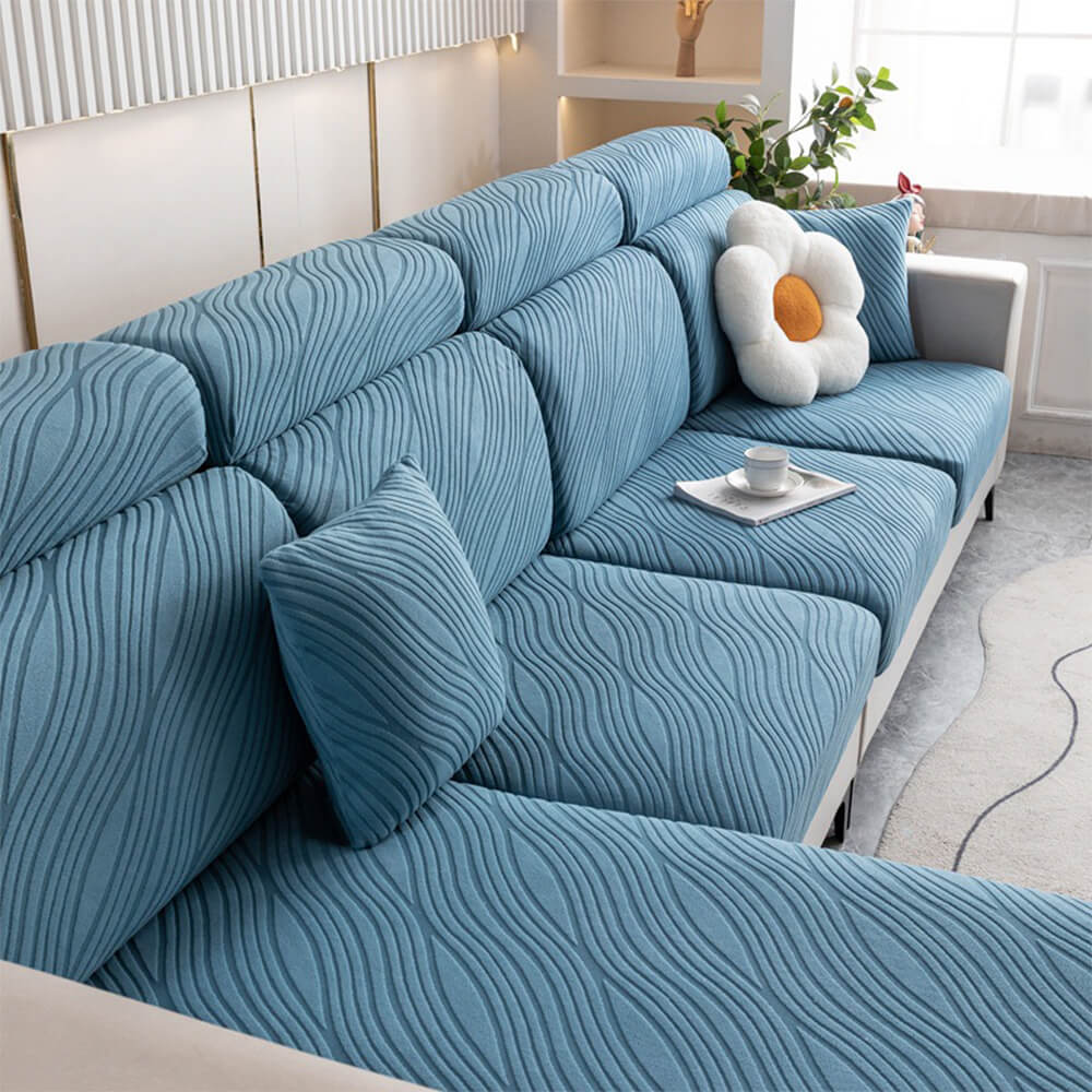 Wave Jacquard Sofa Stretch Anti-Slip Full Wrap Magic Couch Cover - News Pet Shop