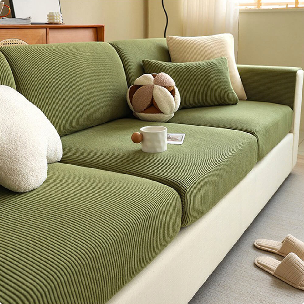 Vertical Stripe Corduroy Anti-Scratch Stretch Full-Cover Couch Cover - News Pet Shop