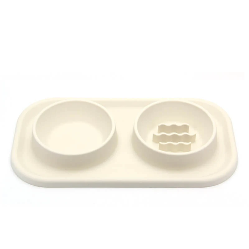 Silicone Dual Bowl Slow Feeder Pet Bowl - News Pet Shop