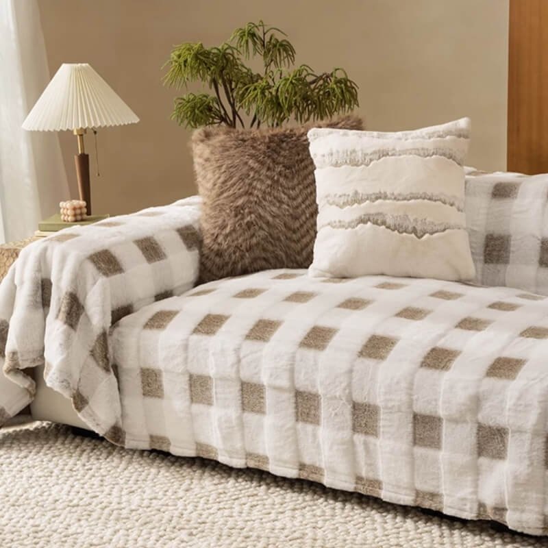 Ultra-Soft Plush Full-Cover Checkerboard Couch Cover - News Pet Shop