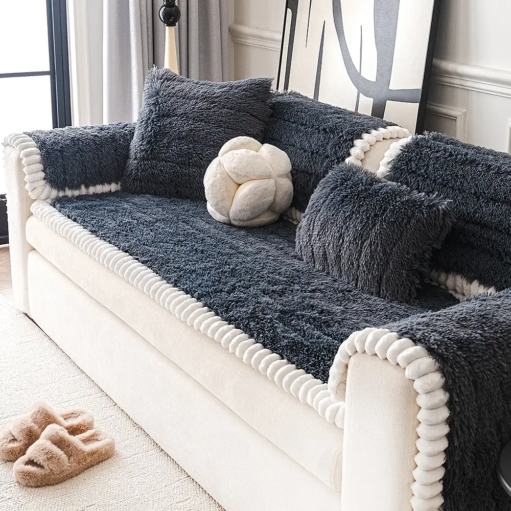 Luxury Fluffy Plush Thickened Comfortable Non-Slip Couch Cover - News Pet Shop
