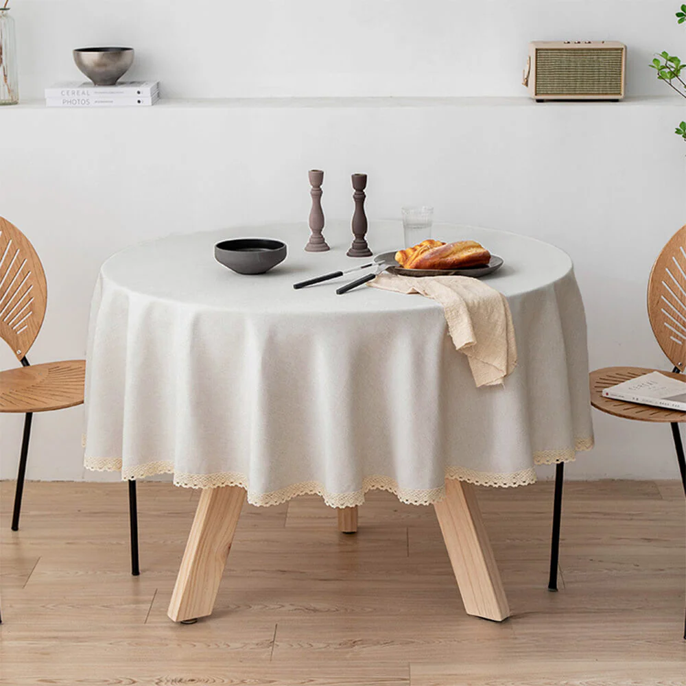 Minimalist Linen Waterproof and Oil-Resistant Easy-Care Round Tablecloth - News Pet Shop