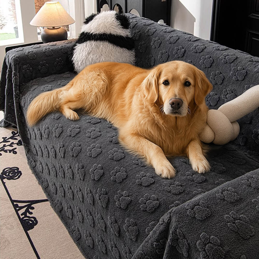 Plush Paw-Patterned Soft Sofa Protector Throw Couch Cover - News Pet Shop