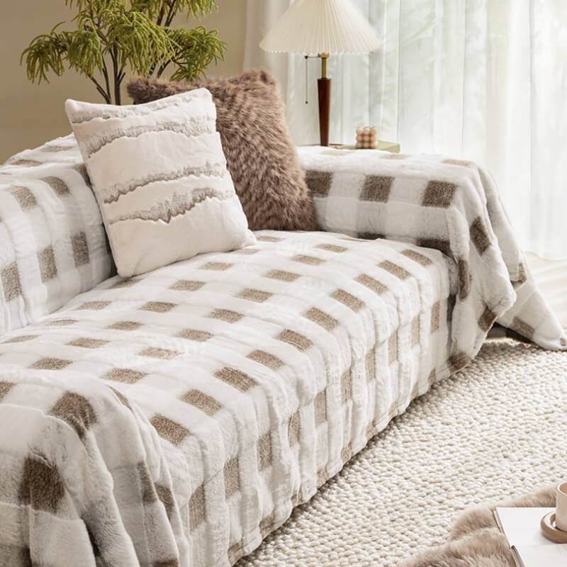 Ultra-Soft Plush Full-Cover Checkerboard Couch Cover - News Pet Shop