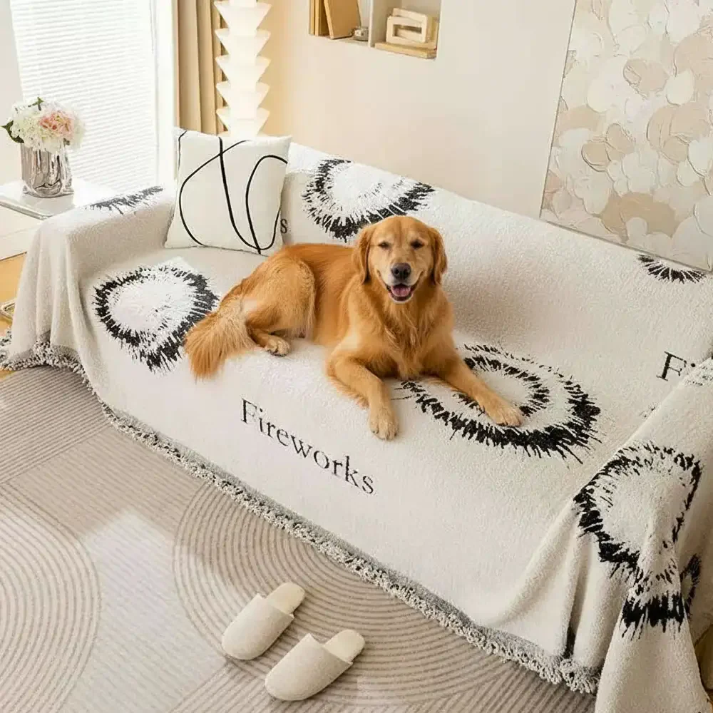 Simple Double-Sided Plush Yarn Scratch-Resistant Comfortable Couch Cover - Fireworks - News Pet Shop