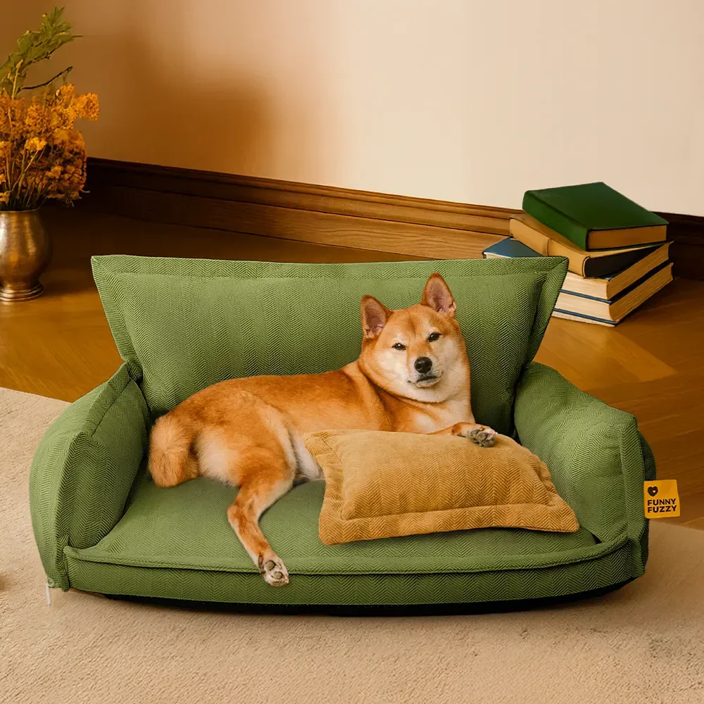 All-Season Chenille Dual-layer Removable Sponge Orthopedic Dog Bed With Pillow - News Pet Shop