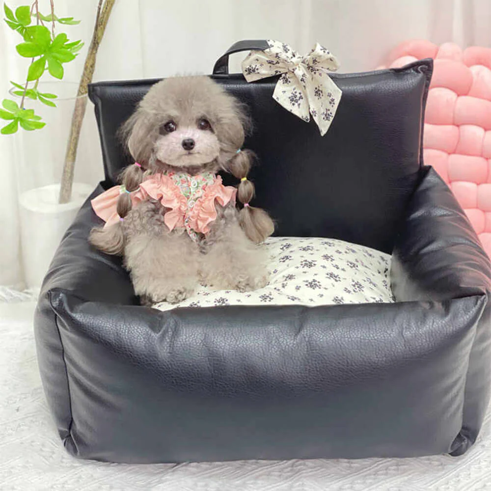 Vintage Floral Faux Leather Waterproof Anti-Scratch Puppy Dog Bed - News Pet Shop