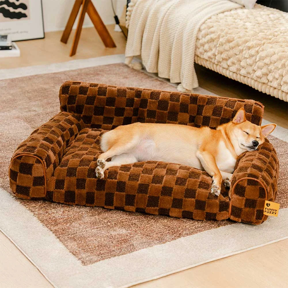 Checkered Fluffy Removable Orthopedic Dog Bolster Bed  C CozyNest - News Pet Shop