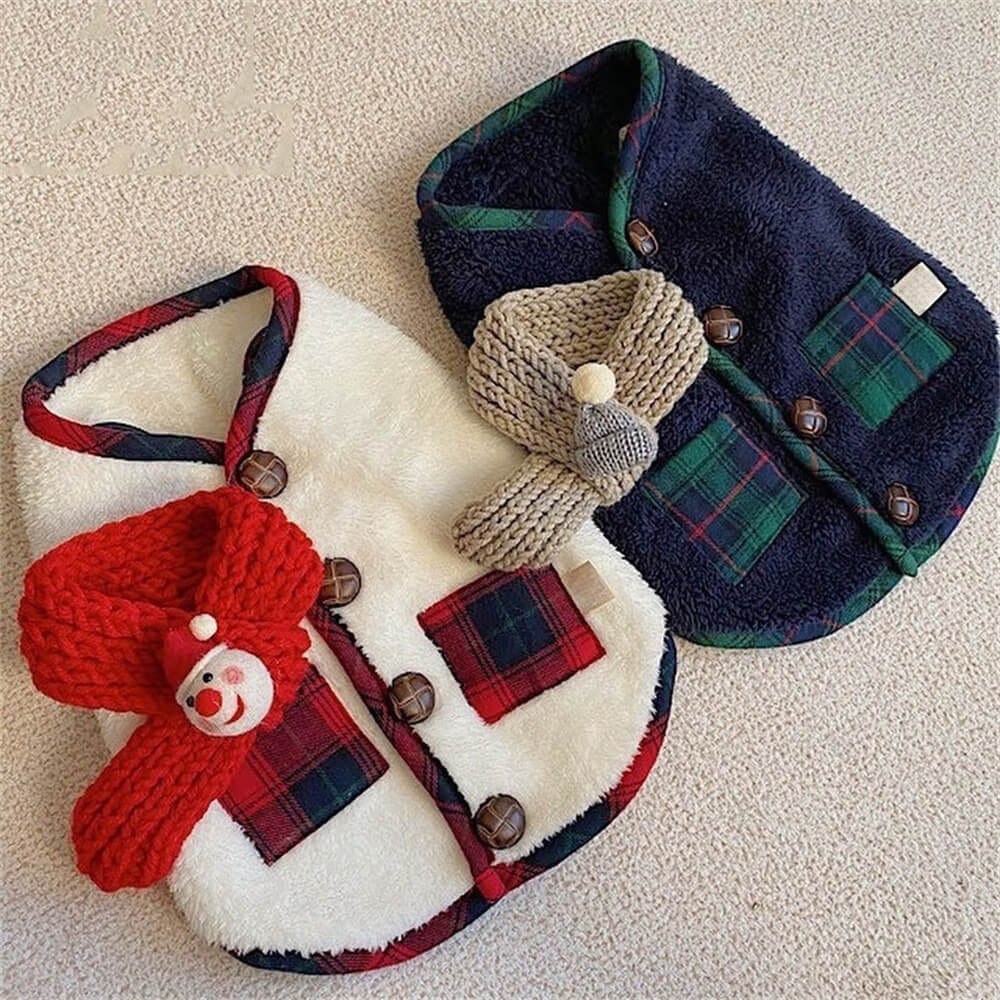 Plaid Winter Dog Jacket with Scarf  C Festive and Cozy for the Holidays - News Pet Shop