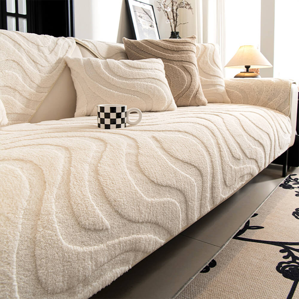 Warm Plush Curved Jacquard Non-Slip Sofa Protector Couch Cover - News Pet Shop