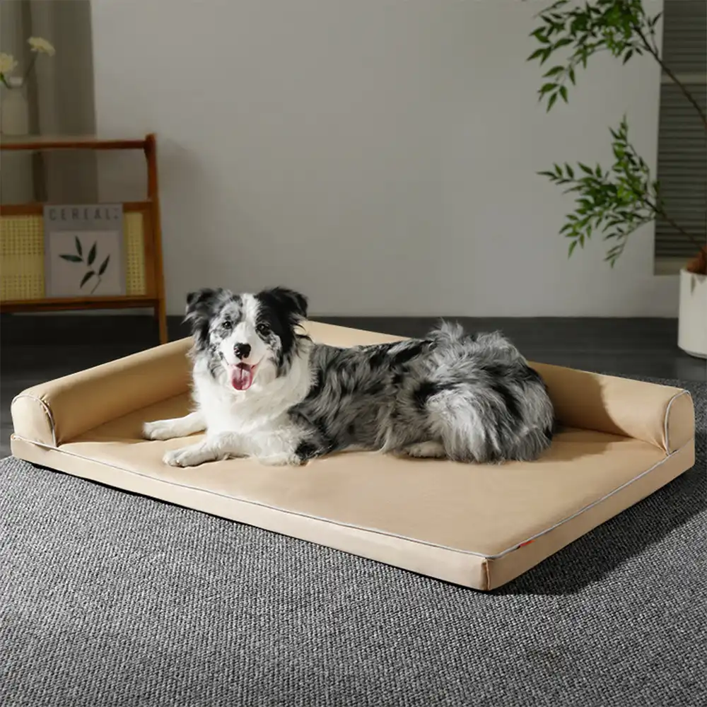 Waterproof Egg Foam Orthopedic Bed with L Bolster Sides Large Dog Bed - News Pet Shop