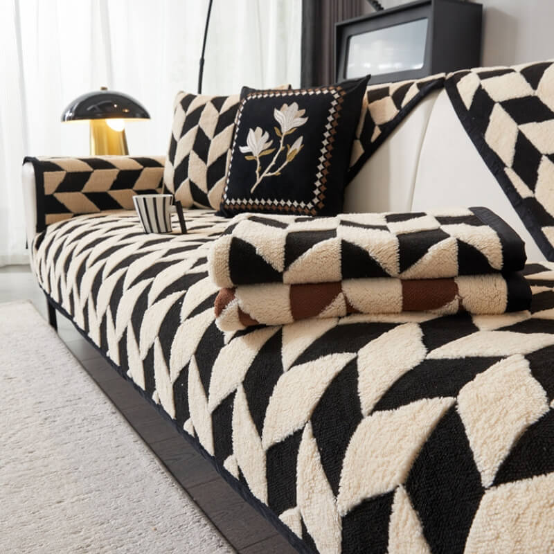 Modern Diamond Plush Sofa Decoration Non-Slip Couch Cover - News Pet Shop