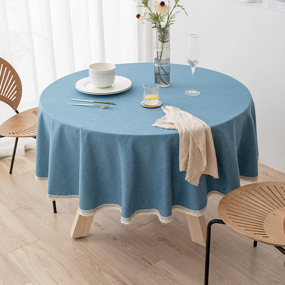 Minimalist Linen Waterproof and Oil-Resistant Easy-Care Round Tablecloth - News Pet Shop