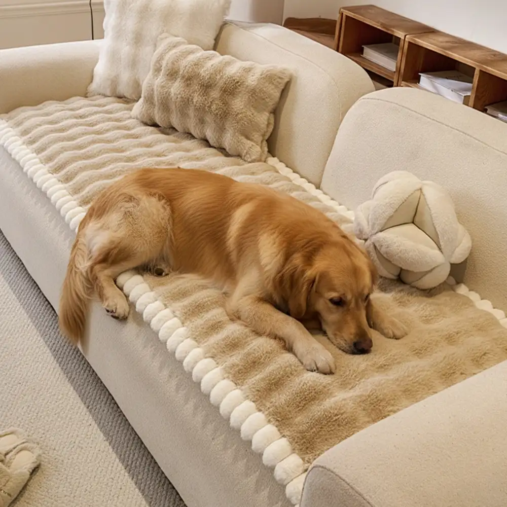 Soft Faux Rabbit Plush Thick Skin-Friendly Non-Slip Couch Cover - News Pet Shop